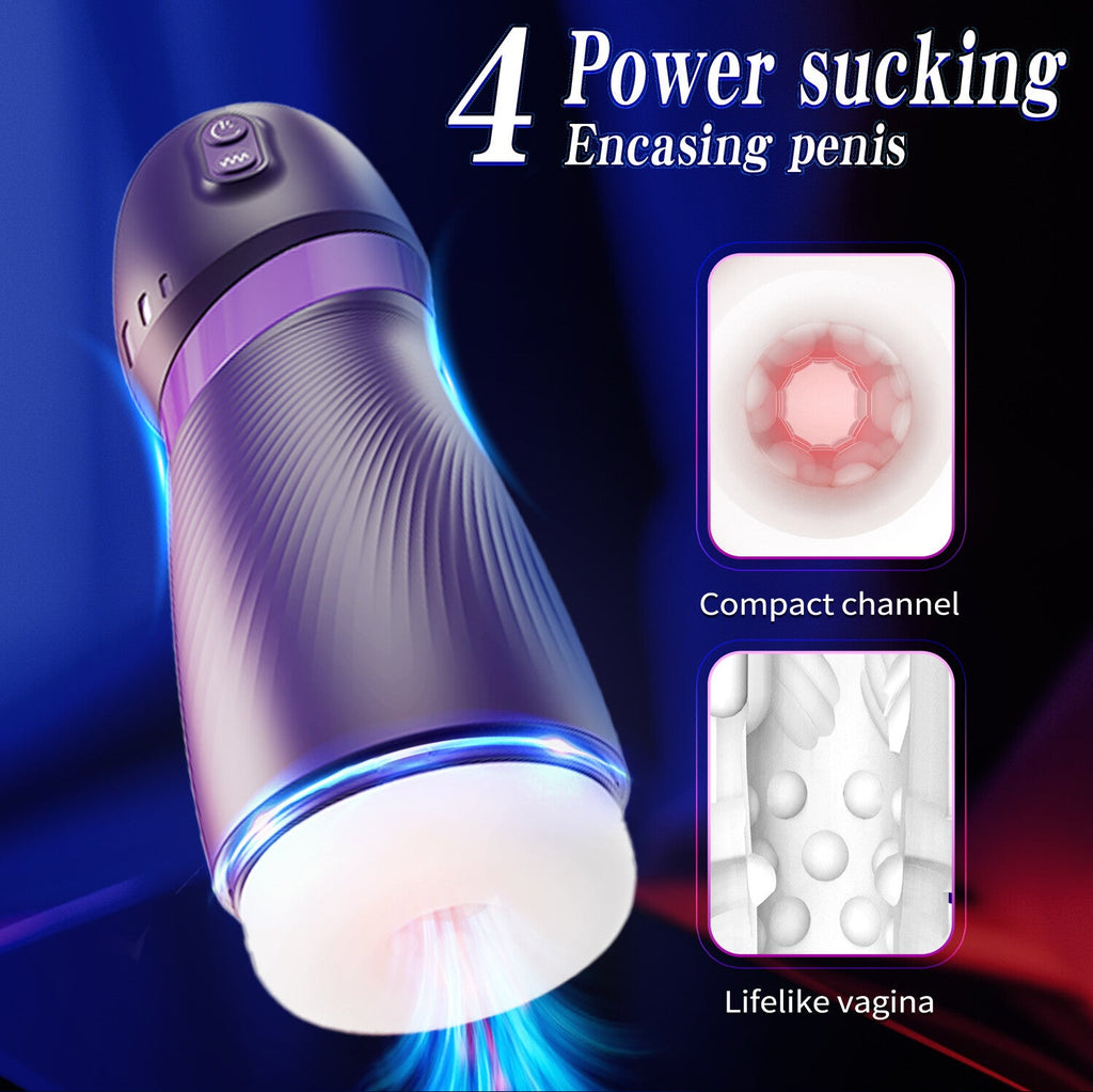An ultra-realistic vaginal masturbator featuring 9 vibration and suction modes, delivering a 3D tactile sensation.