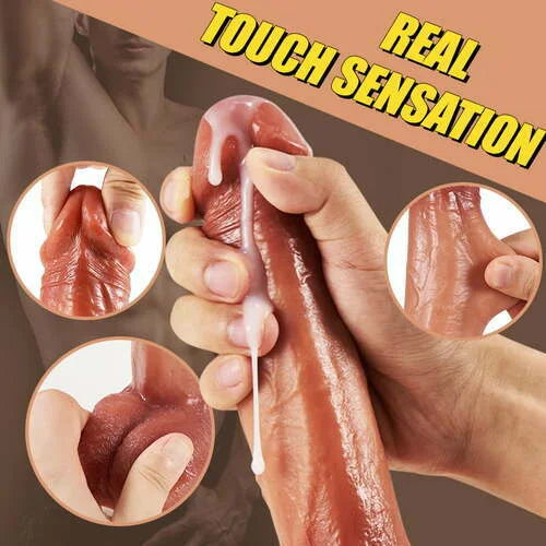 9-Frequency Vibration Thrusting Swing Realistic Liquid Silicone Dildo - 8.66 Inch