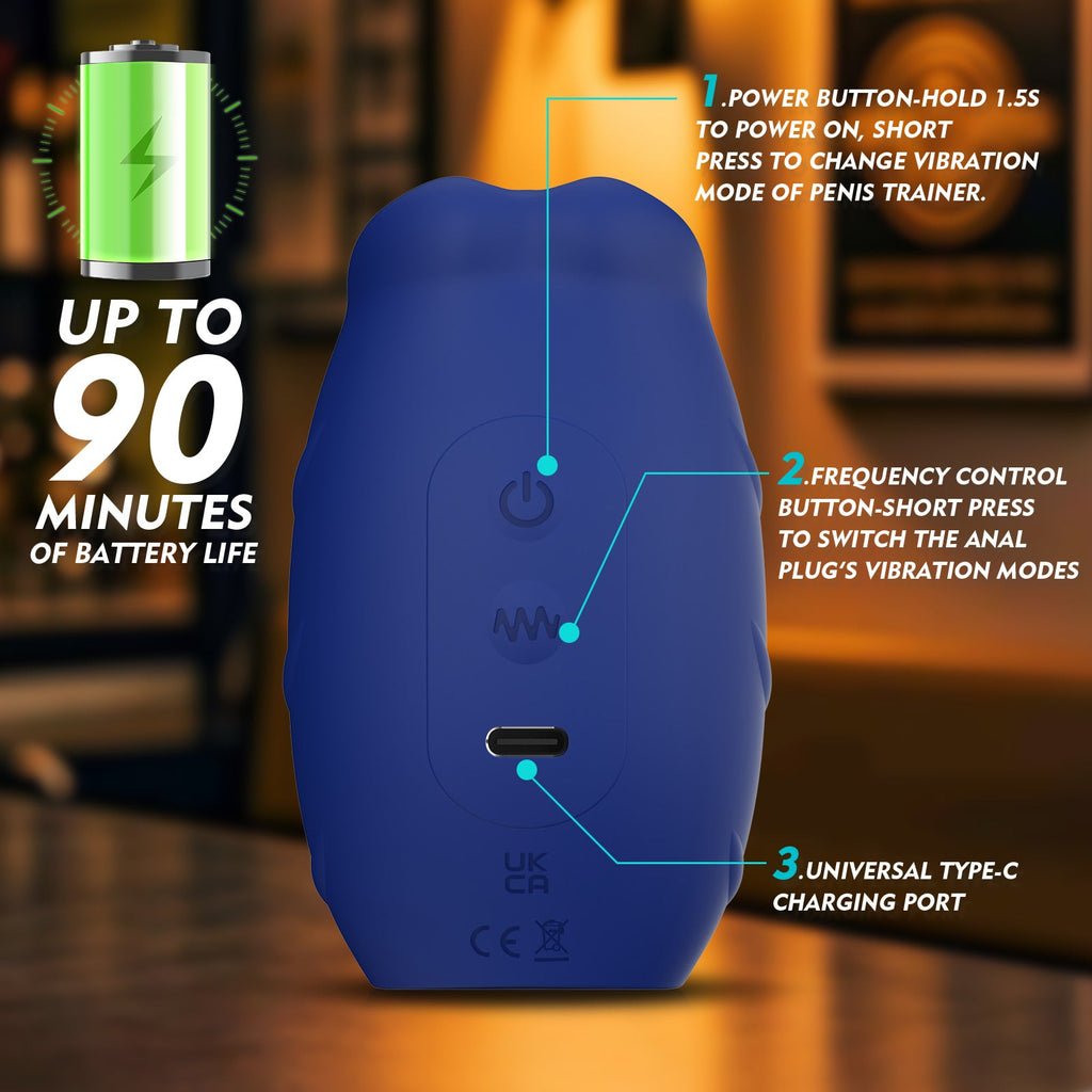 3 in 1 Penis Vibrator Male Masturbator with Detachable Butt Plug and Cock Ring