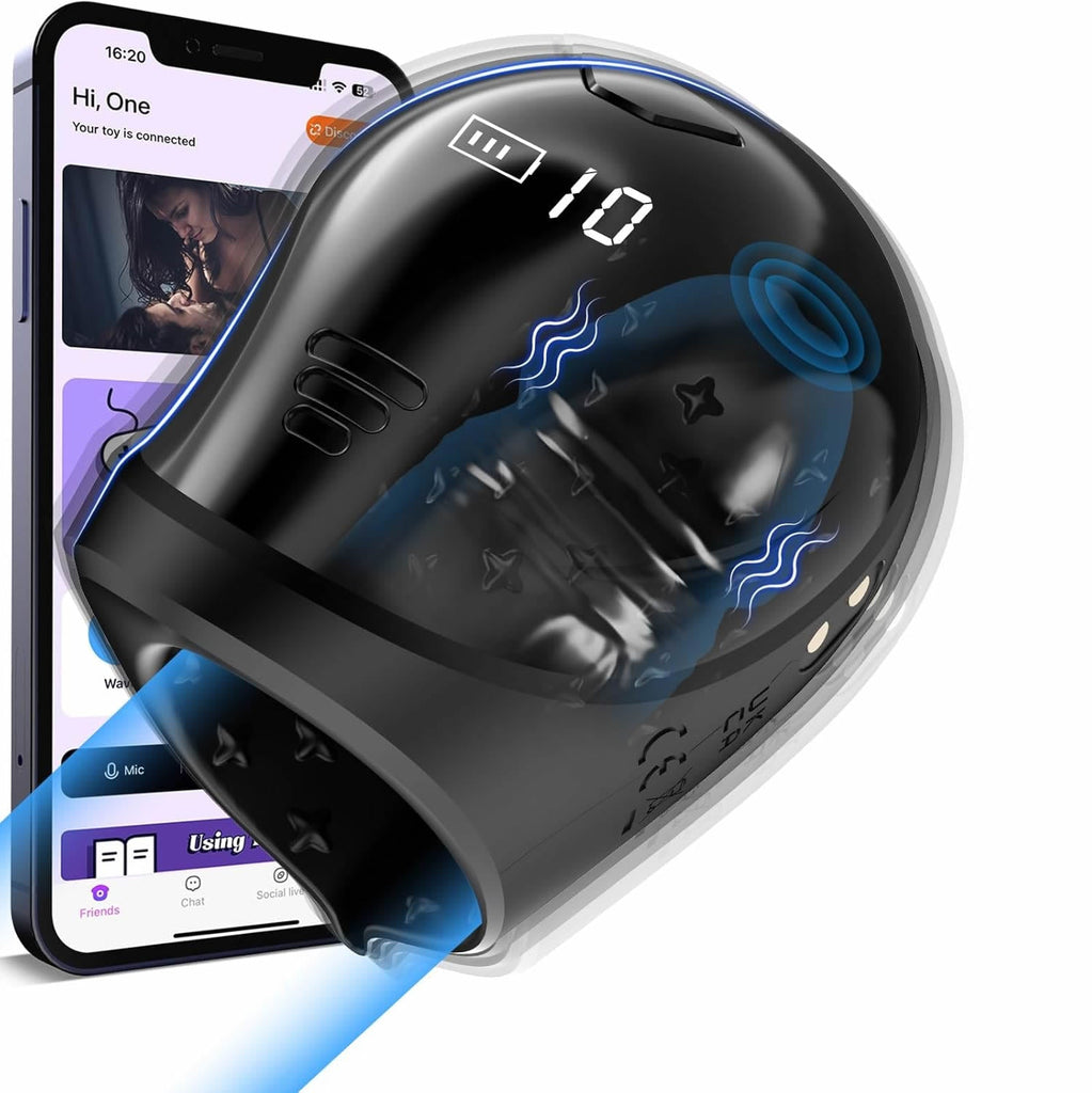 360° Wrapping Glans Trainer 10x Vibrating Penis Stroker with LCD APP Control