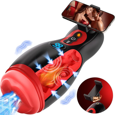 LCD Display 9 Sucking & Vibrating Phone Holder Blowjob Machine