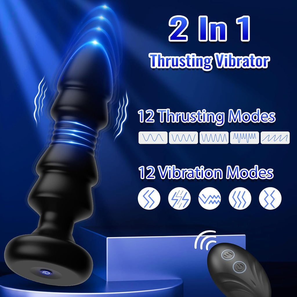 APP Remote Control 12 Vibrating & Thrusting Prostate Massager Anal Toys