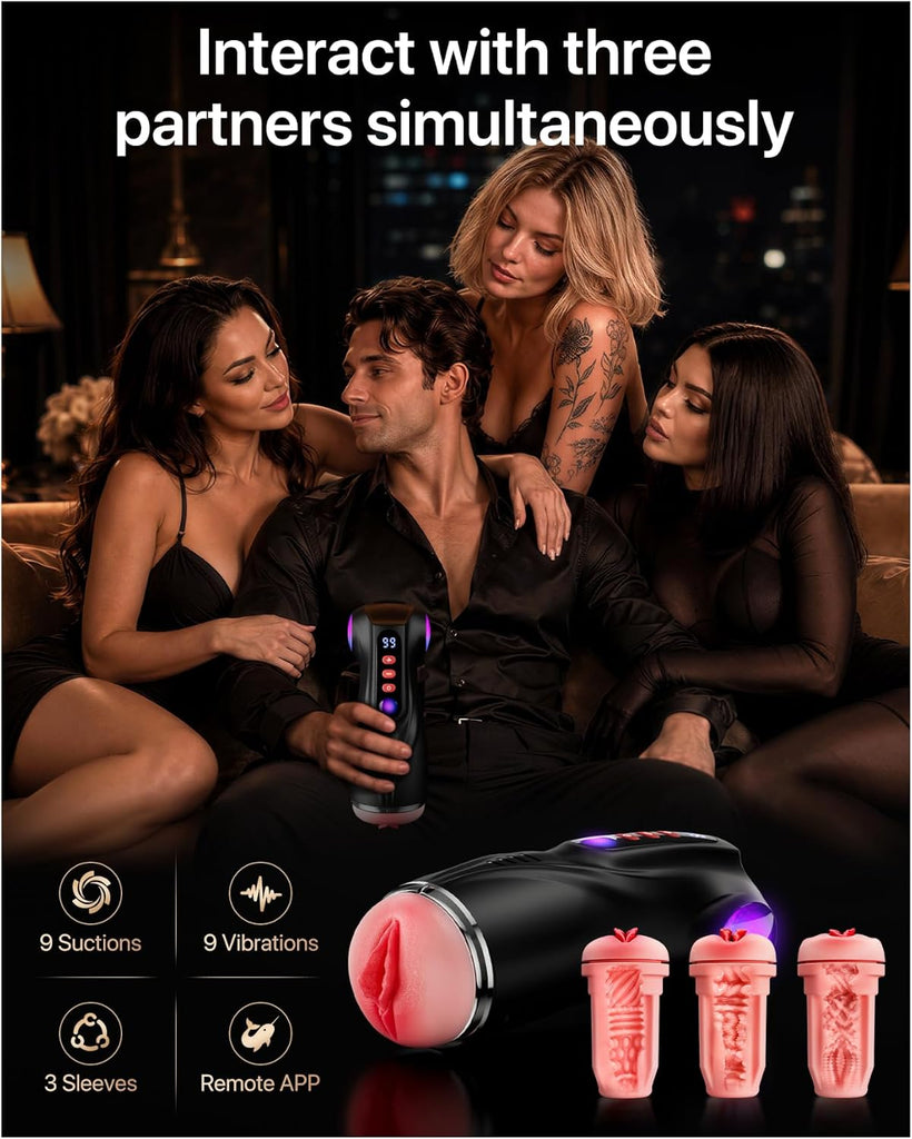 3 Porn Stars Replica Sleeves Sucking Male Masturbator Pussy Stroker