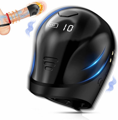 360° Wrapping Glans Trainer 10x Vibrating Penis Stroker with LCD APP Control