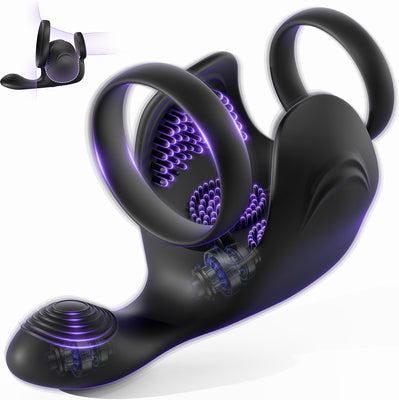 3-in-1 Vabrating Cock Ring With Perineum Stimulator