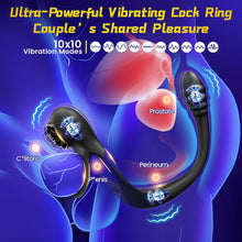 Load image into Gallery viewer, Double Penis Ring Stimulate Erection 10X Vibrating Cock Ring