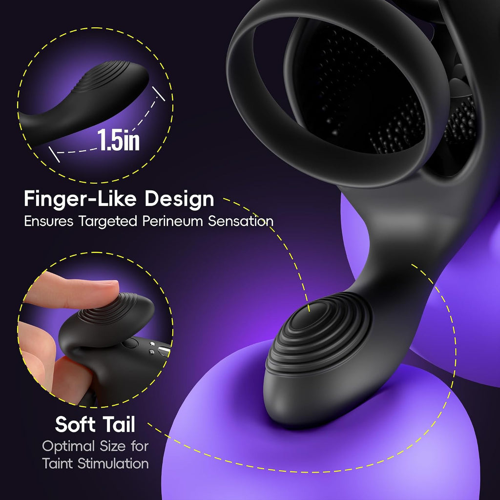 3-in-1 Vabrating Cock Ring With Perineum Stimulator