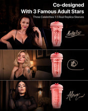 Load image into Gallery viewer, 3 Porn Stars Replica Sleeves Sucking Male Masturbator Pussy Stroker