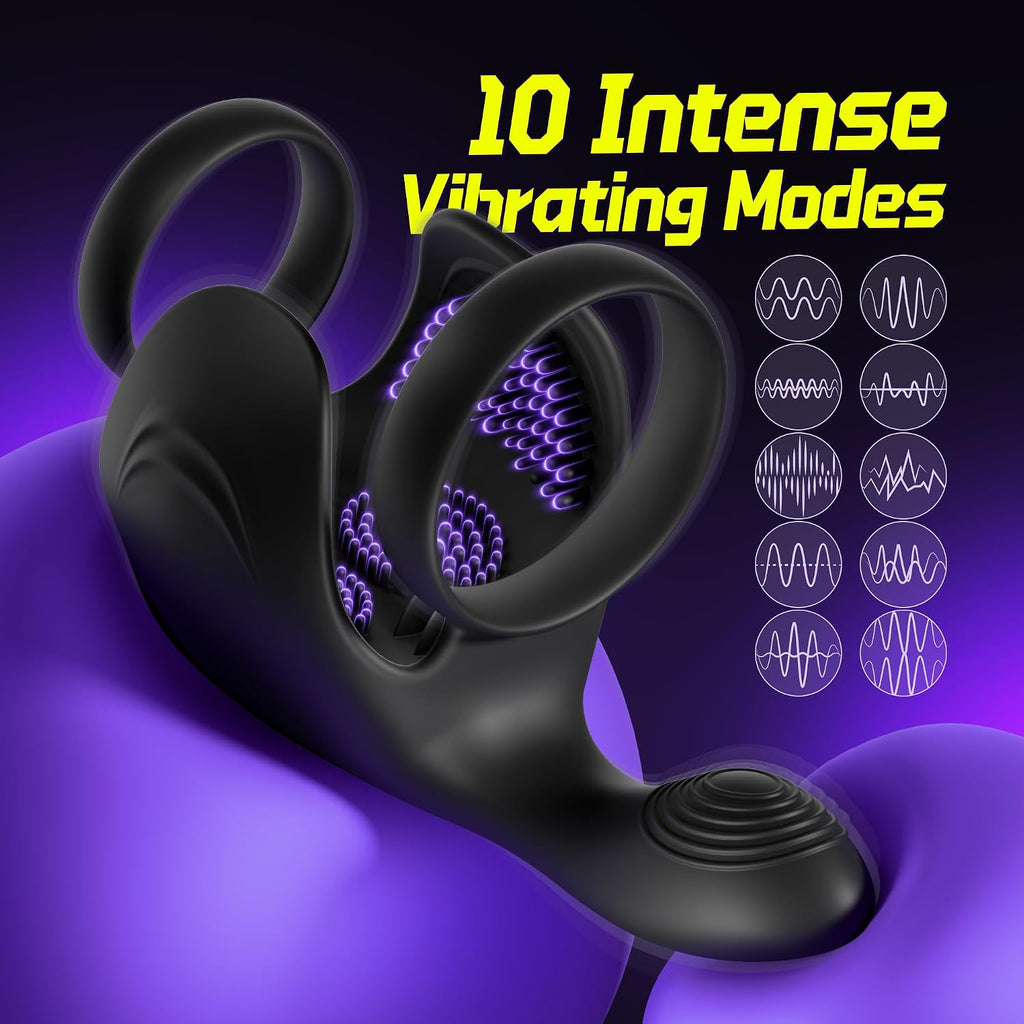 3-in-1 Vabrating Cock Ring With Perineum Stimulator