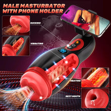 Load image into Gallery viewer, LCD Display 9 Sucking &amp; Vibrating Phone Holder Blowjob Machine