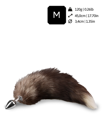 Black and white furry fox tail anal plug