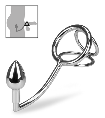 Bondy anal hook with triple cock ring