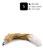 Brown and white vegan fur dog tail butt plug