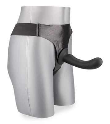 Curved soft black silicone strap-on dildo 6.00 inches