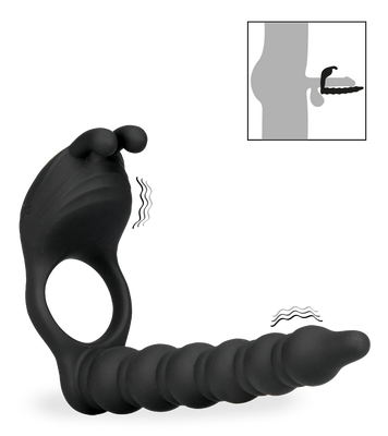 Eternal double penetration vibrating cock ring