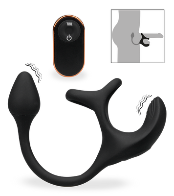 Fast triple cock ring with ball massager and butt plug