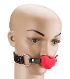 Faux leather ball gag with silicone heart