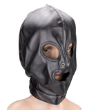 Faux leather BDSM hood with three openings
