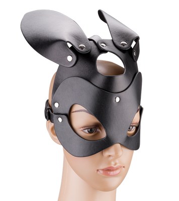 Faux leather rabbit mask