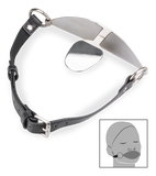 Flat faux leather and metal gag