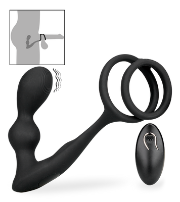 Gia vibrating prostate massager with double cock ring