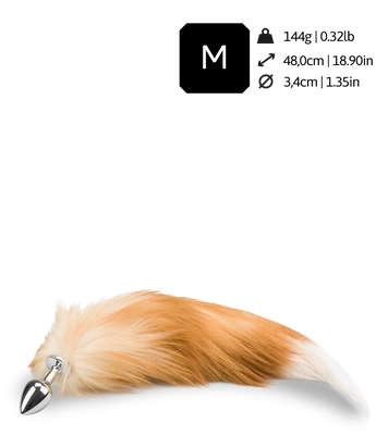 Ginger and white furry fox tail anal plug