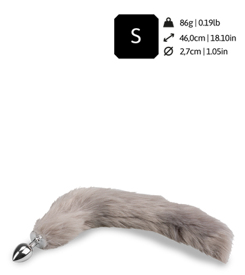 Grey vegan fur dog tail anal plug