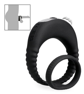 Hop silicone vibrating double cock ring