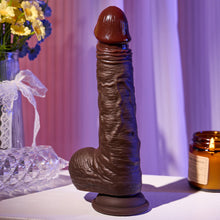 Load image into Gallery viewer, Joylume ObsidianCurve realistic silicone dildo featuring flexible curved design for targeted stimulation