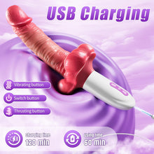 Load image into Gallery viewer, Joylume Silky Lover Crimson Surge suction base dildo shown from product view