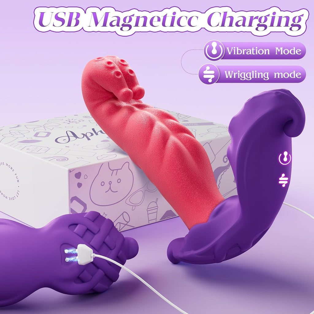 Joylume Soft Teaser Crimson Tide thrusting dildo shown in hands free lifestyle setting