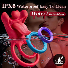 Load image into Gallery viewer, Joylume vibrating cock ring with tongue shown in couples pleasure setting