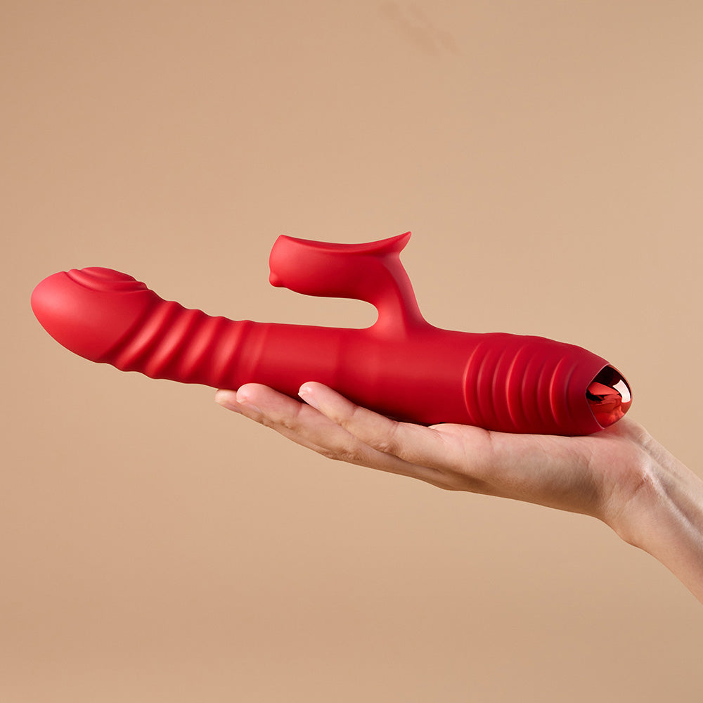 Heated Thrusting Vibrator with Clit Stimulator