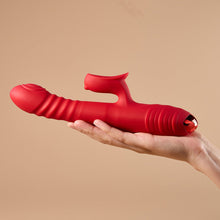 Load image into Gallery viewer, Heated Thrusting Vibrator with Clit Stimulator