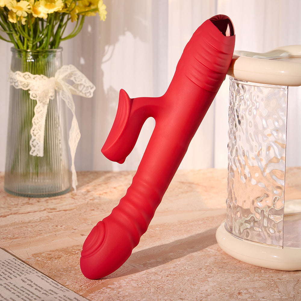 Heated Thrusting Vibrator with Clit Stimulator