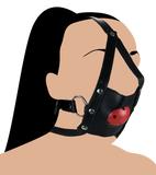 Leather face mask with ball gag
