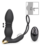 Luck thrusting and vibrating butt plug with cock rings