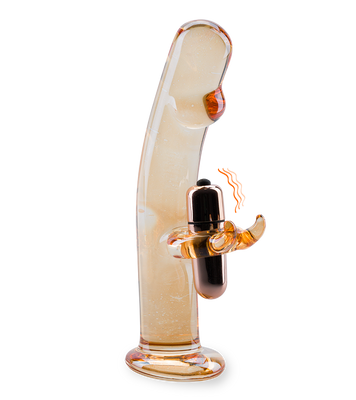 Mr. Pleasure vibrating glass rabbit dildo