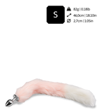 Pink and white faux fur fox tail butt plug