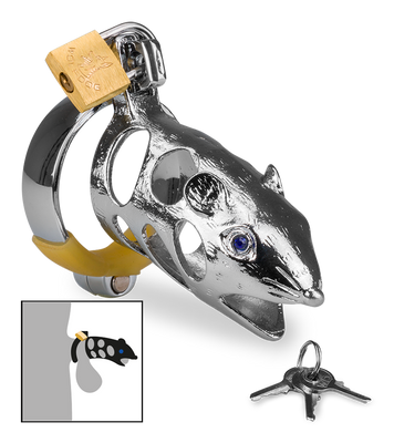 Rat Chinese zodiac penis chastity cage