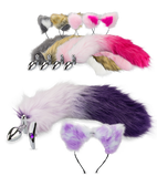 Rosebud cat tail anal plug and headband