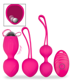 Sex toy set with two Ben Wa balls and a remote control vibrating egg