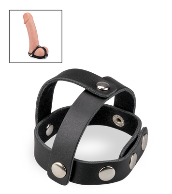 Strappy leather cock ring