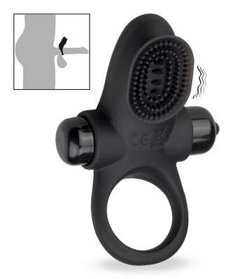 Vibrating cock ring with clit stimulator