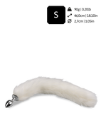 White vegan fur dog tail anal plug